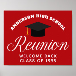 Red High School Reunion Custom Alumni Welkom Poster