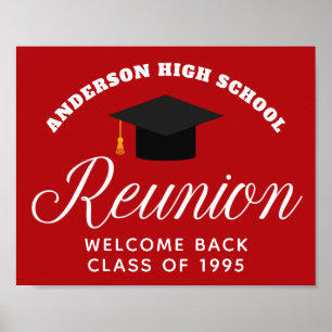 Red High School Reunion Custom Alumni Welkom Poster