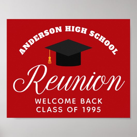 Red High School Reunion Custom Alumni Welkom Poster (Voorkant)