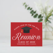 Red High School Reunion Custom Party Briefkaart (Staand voorkant)