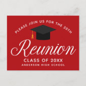 Red High School Reunion Custom Party Briefkaart (Voorkant)