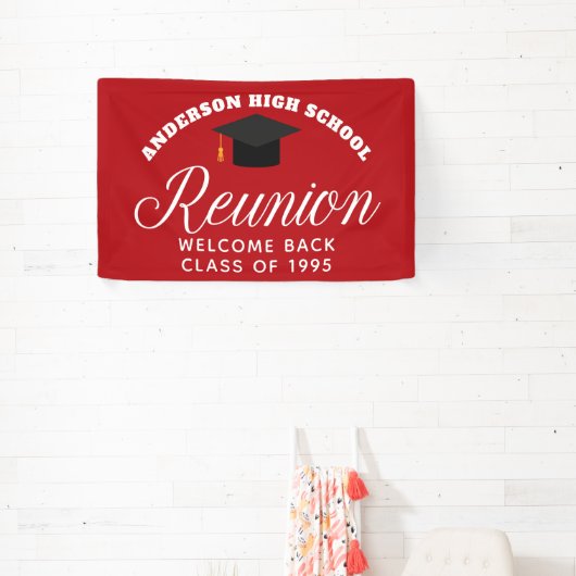 Red High School Reunion Custom Welkom Spandoek (Insitu)