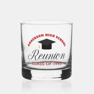 Red High School Reunion Party Custom Alumni Whisky Glas