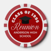 Red High School Reunion Personalized Party Poker Chips (Voorkant)