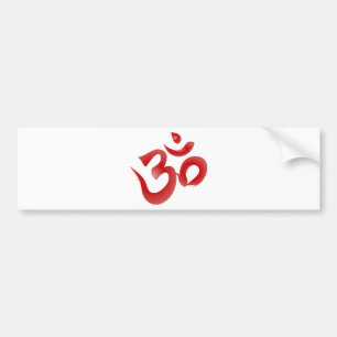 Red Hindu Symbol Om Aum Devanagari Calligrafie Bumpersticker