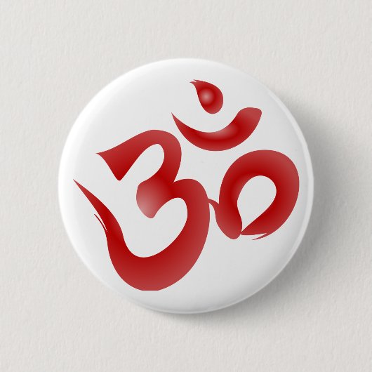 Red Hindu Symbol Om Aum Devanagari Calligrafie Ronde Button 5,7 Cm (Voorkant)