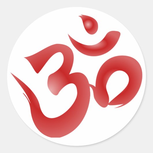 Red Hindu Symbol Om Aum Devanagari Calligrafie Ronde Sticker (Voorkant)