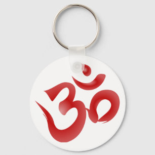 Red Hindu Symbol Om Aum Devanagari Calligrafie Sleutelhanger