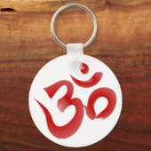 Red Hindu Symbol Om Aum Devanagari Calligrafie Sleutelhanger (Voorkant)