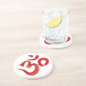 Red Hindu Symbol Om Aum Devanagari Calligrafie Zandsteen Onderzetter (Zijkant)