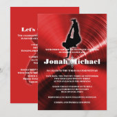 Red Hip-Hop Dance Dancer Bar Mitzvah Uitnodiging (Voorkant / Achterkant)