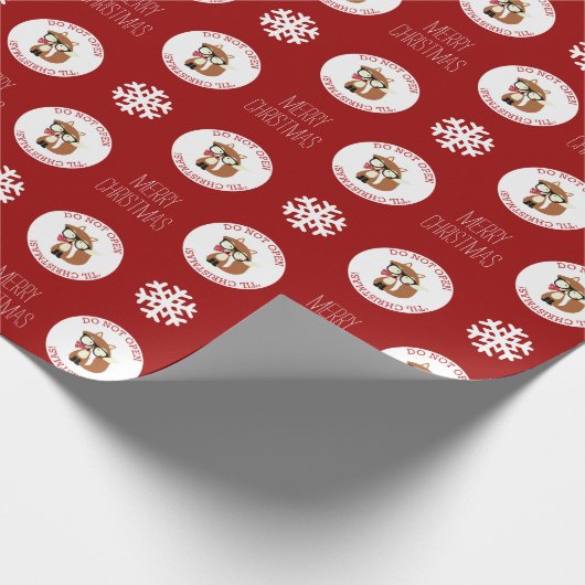 Red Hipster Holiday Fox Persoonlijk Cadeaupapier (Hoek)