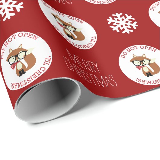 Red Hipster Holiday Fox Persoonlijk Cadeaupapier (Rol Hoek)