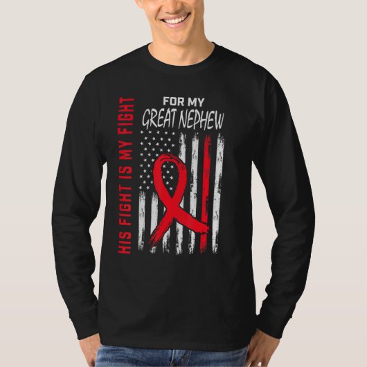 Red His Fight Great Nephew Heart Disease Awareness T-shirt (Voorkant)