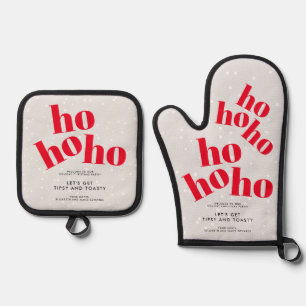 Red Ho Ho Ho Kerstmis Ovenwant & Pannenlap Set