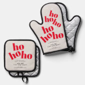 Red Ho Ho Ho Kerstmis Ovenwant & Pannenlap Set (Voorkant / Achterkant)