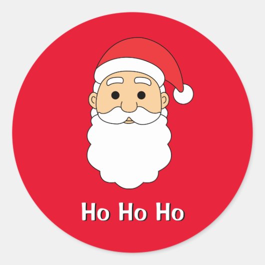 Red Ho Ho Ho Santa Claus Ronde Sticker (Voorkant)