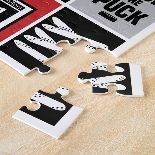 Red Hockey Elements Stick Puck Player Legpuzzel (Zijkant)