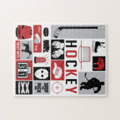 Red Hockey Elements Stick Puck Player Legpuzzel (Horizontaal)