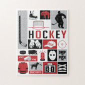 Red Hockey Elements Stick Puck Player Legpuzzel (Verticaal)