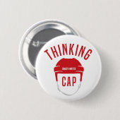 Red Hockey Helmet Thinking Pet Flair Button (Voorkant /achterkant)