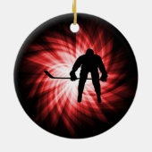 Red Hockey Keramisch Ornament (Achterkant)