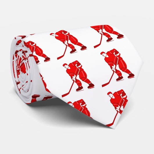 Red Hockey Player-Logo Stropdas (Opgerold)