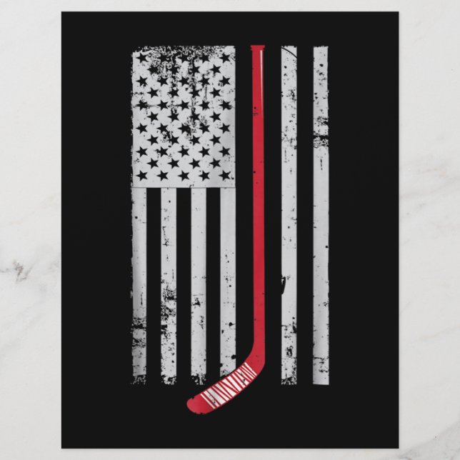 Red Hockey Stick American Flag USA Hockey Briefhoofd (Voorkant)