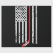 Red Hockey Stick American Flag USA Hockey Cadeaupapier (Vlak)