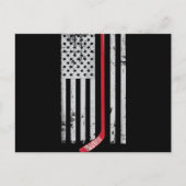 Red Hockey Stick American Flag USA Hockey Feestdagenkaart (Voorkant)