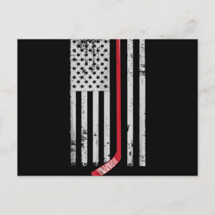 Red Hockey Stick American Flag USA Hockey Feestdagenkaart