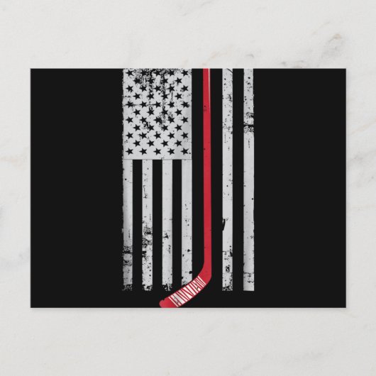 Red Hockey Stick American Flag USA Hockey Feestdagenkaart (Voorkant)