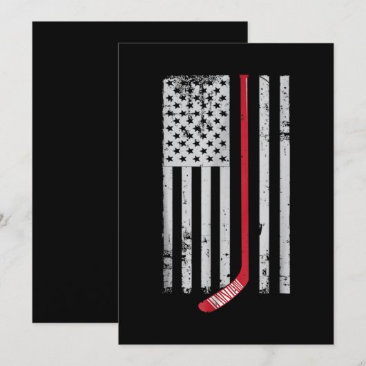 Red Hockey Stick American Flag USA Hockey Kaart (Voorkant / Achterkant)