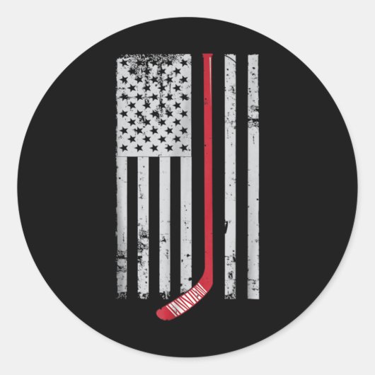 Red Hockey Stick American Flag USA Hockey Ronde Sticker (Voorkant)