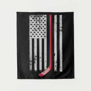 Red Hockey Stick American Flag USA Hockey Wandkleed