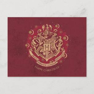 Red HOGWARTS™ Crest Holiday Wreater Feestdagenkaart