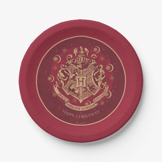 Red HOGWARTS™ Crest Holiday Wreater Papieren Bordje (Voorkant)