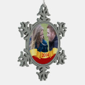 Red Holiday Banner Foto Ornament (Links)