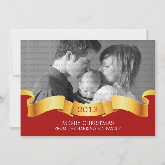 Red Holiday Banner Photo Flat Kaart (Voorkant)