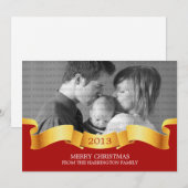 Red Holiday Banner Photo Flat Kaart (Voorkant / Achterkant)