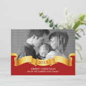 Red Holiday Banner Photo Flat Kaart (Staand voorkant)