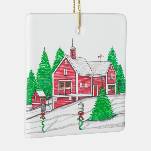 Red Holiday Barn Ornament (Rechts)