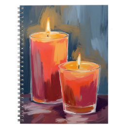 Red Holiday Candles Watercolor Holiday Notitieboek