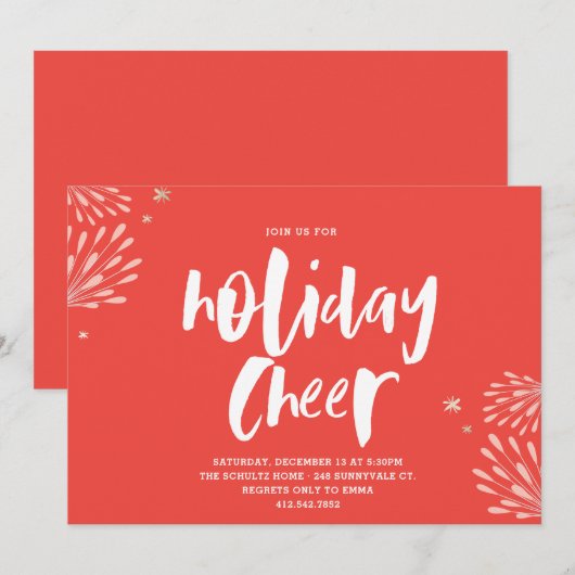 Red Holiday Cheer Party Uitnodiging (Voorkant / Achterkant)