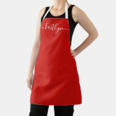 Red Holiday Christmas kitchen Personalized script  Schort (Insitu)