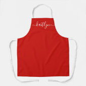 Red Holiday Christmas kitchen Personalized script  Schort (Voorkant)