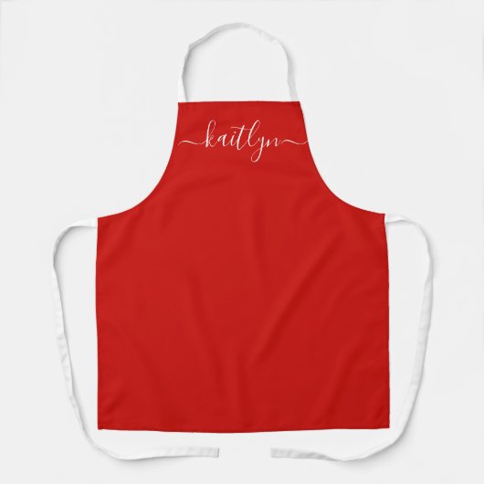 Red Holiday Christmas kitchen Personalized script  Schort (Voorkant)