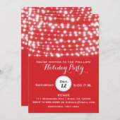 Red Holiday Christmas String Lights Uitnodiging (Voorkant / Achterkant)