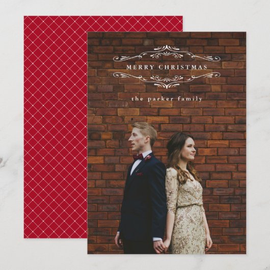Red Holiday Elegance | Foto Feestdagenkaart (Voorkant / Achterkant)