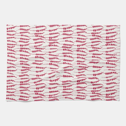 Red Holiday Fern Print Theedoek (Horizontaal)